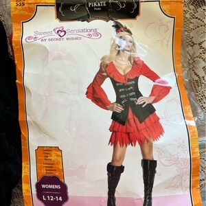 Pirate Costume for women- Red and Black size large-12-14.